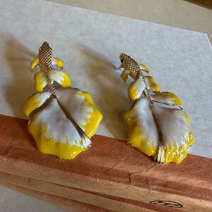 REVOLVE Yellow and White Fish Earrings lucky colorful luxurious gift gold chic